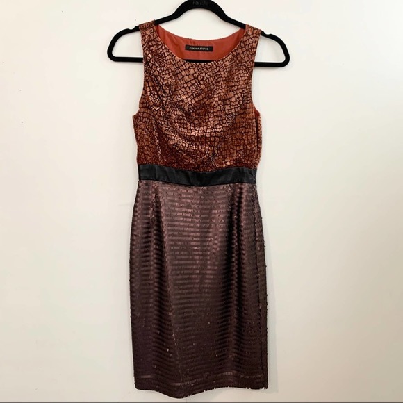 CYNTHIA STEFFE Orange Velvet Dress with Sequins - Picture 1 of 8